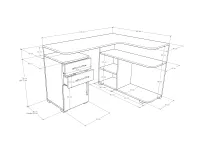 Bartos 3 számítógépasztal BL méretrajz